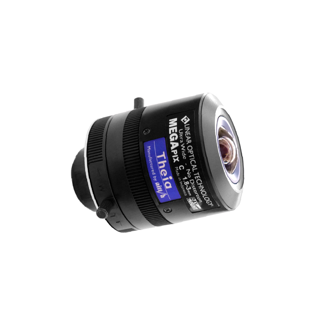 Theia - ML183M 1.8-3mm, 5MP, 1/2.3in, f/1.8-Close, Day/Night, Ultra-Wide, Low-Distortion Varifocal Lens, Manual Iris, C Mount