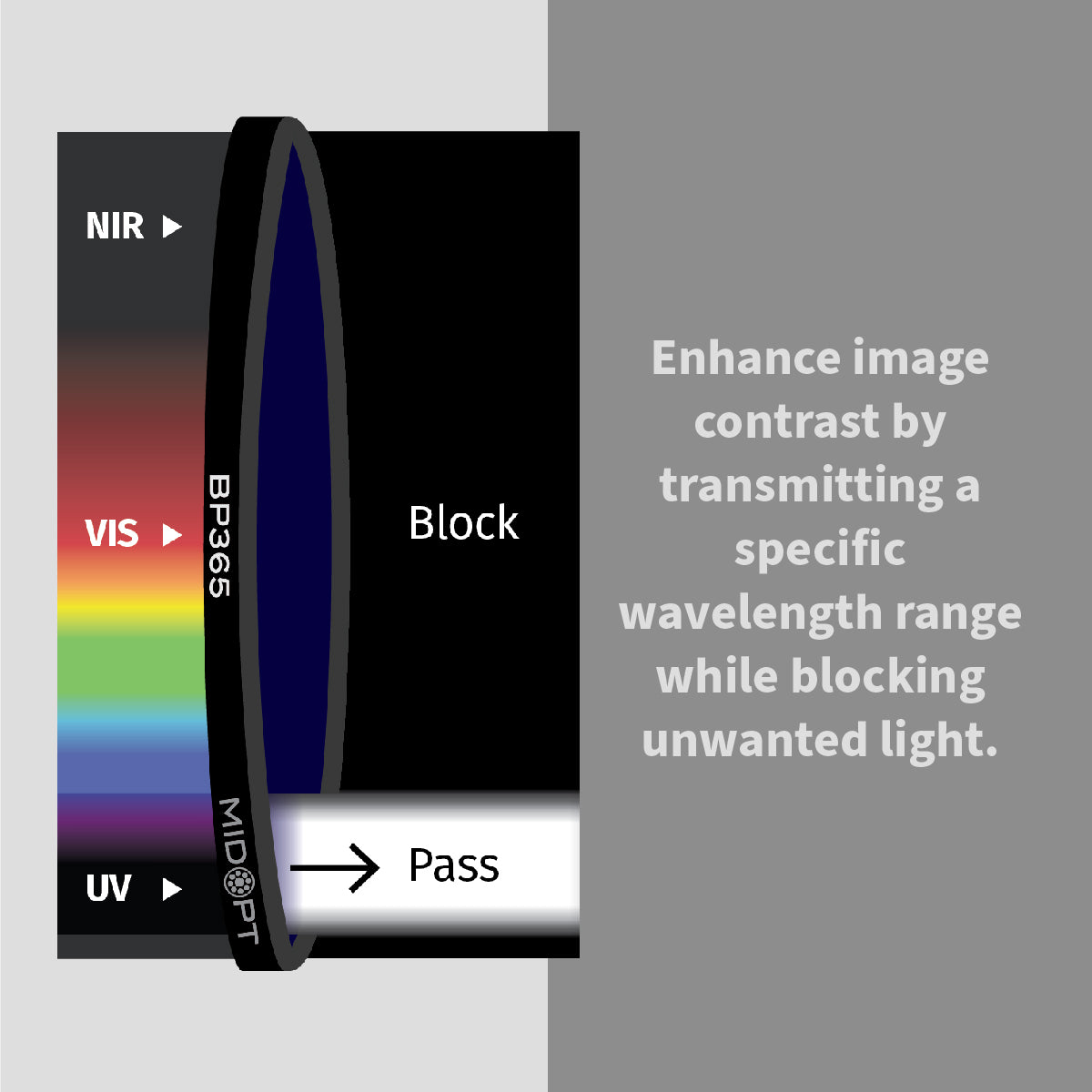 MidOpt - BP365 Near-Ultraviolet (UV) Bandpass Filter