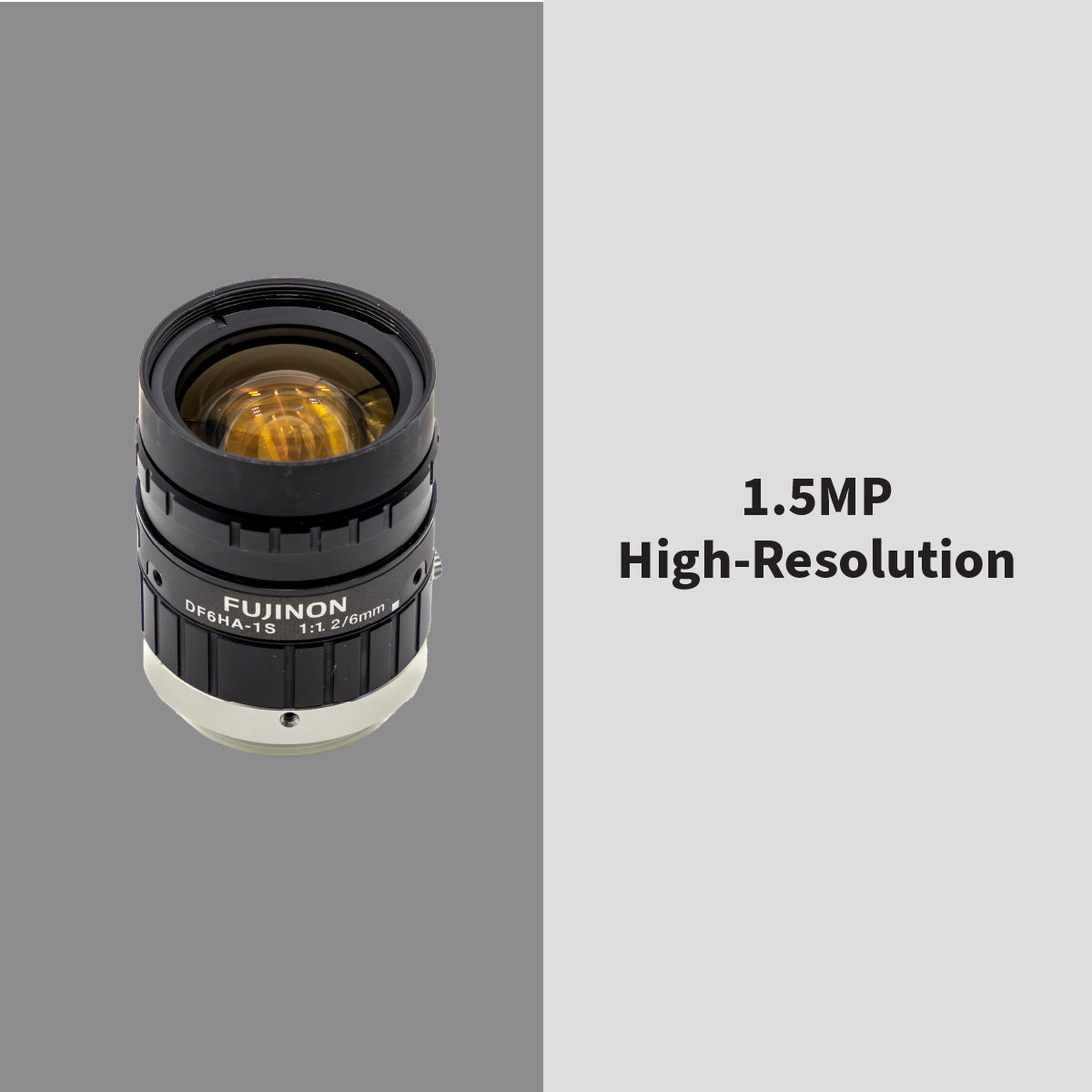 High-Resolution Lens, 6mm, 1.5MP, 1/2in, f/1.2-16, Anti-Shock & Vibration, Manual Iris, C Mount - Fujinon DF6HA-1S