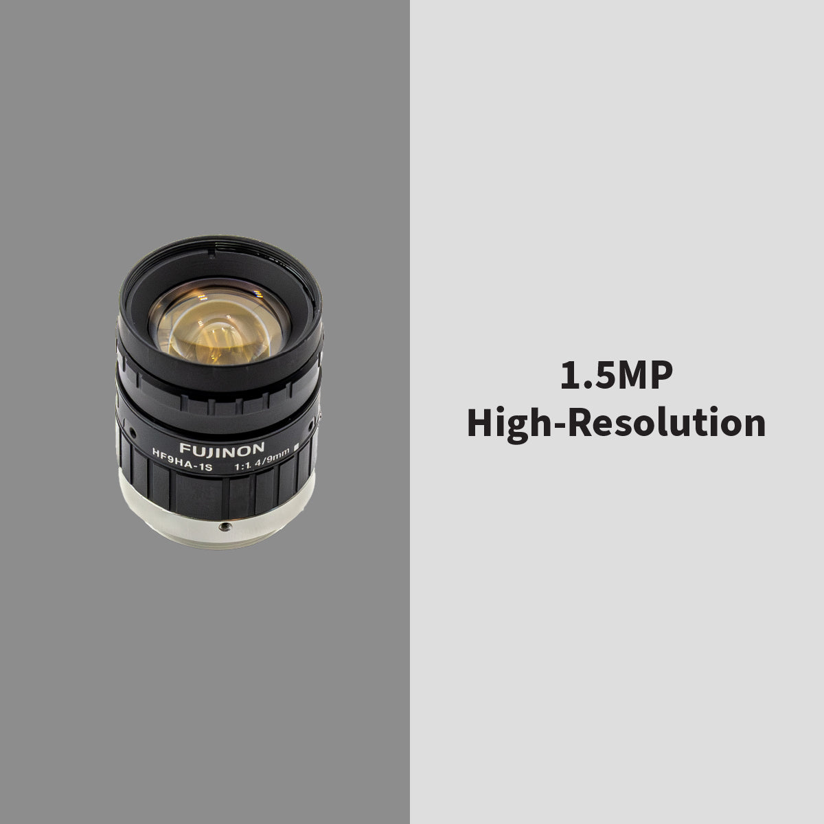 High-Resolution Lens, 9mm, 1.5MP, 2/3in, f/1.4-16, Anti-Shock & Vibration, Manual Iris, C Mount - Fujinon HF9HA-1S