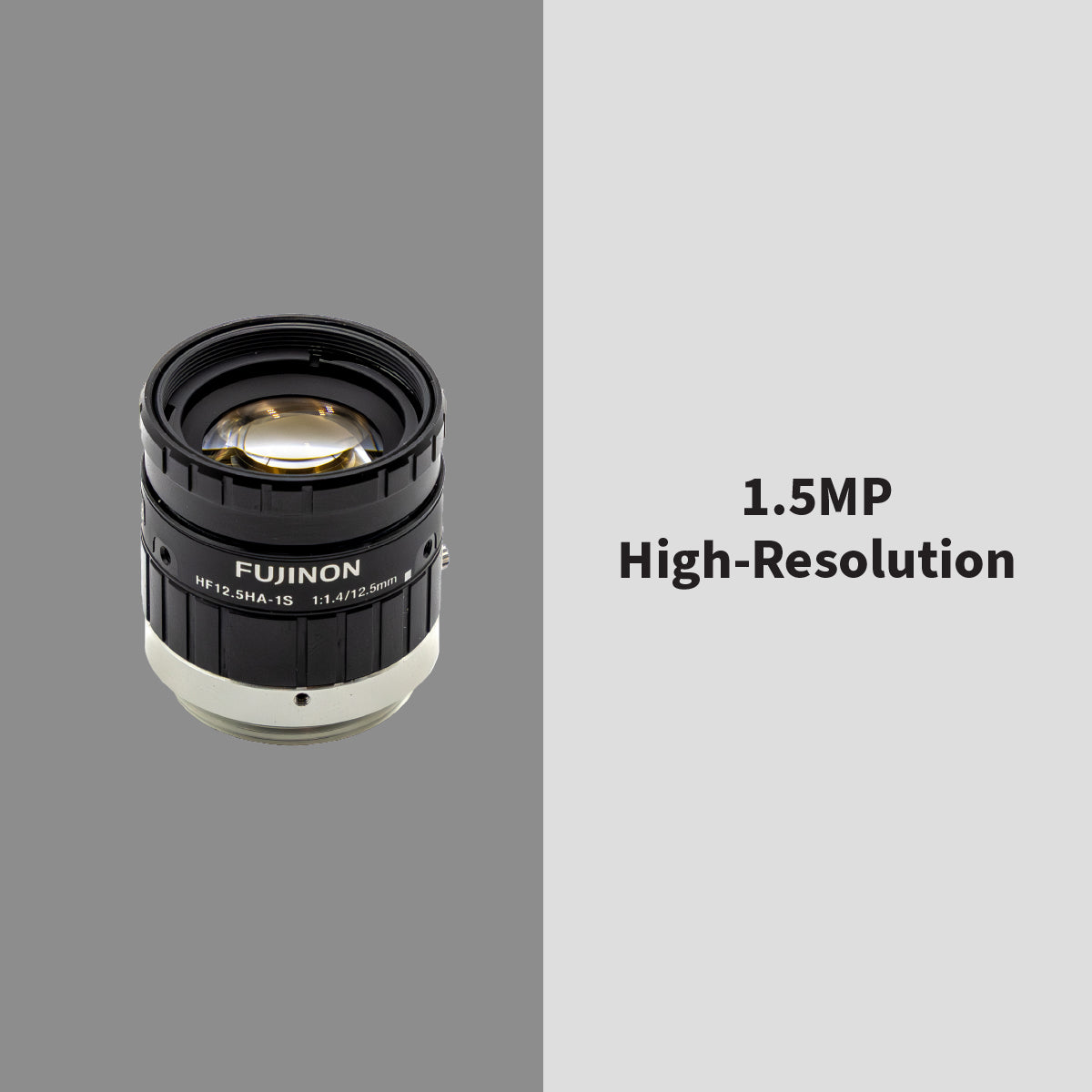 High-Resolution Lens, 12.5mm, 1.5MP, 2/3in, f/1.4-16, Anti-Shock & Vibration, Manual Iris, C Mount - Fujinon HF12.5HA-1S
