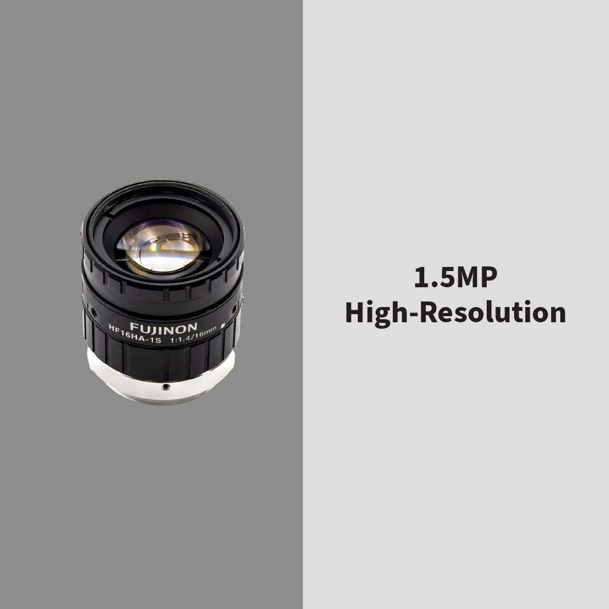 High-Resolution Lens, 16mm, 1.5MP, 2/3in, f/1.4-16, Anti-Shock & Vibration, Manual Iris, C Mount - Fujinon HF16HA-1S