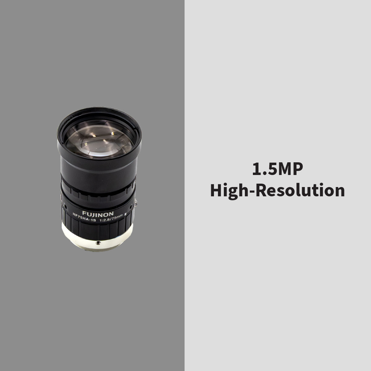 High-Resolution Lens, 75mm, 1.5MP, 2/3in, f/2.8-22, Anti-Shock & Vibration, Manual Iris, C Mount - Fujinon HF75HA-1S