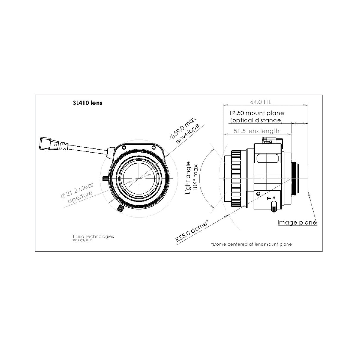 Theia - SL410A Zoom Lens, 4-10mm, 12MP/4K, 1/1.7in, f/1.4-Close, Day/Night, DC Auto-Iris, CS Mount Lens