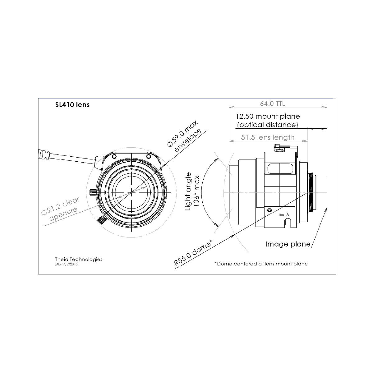 Theia - SL410M 4-10mm, 12MP/4K, 1/1.7in, f/1.4-Close, Day/Night, Manual Iris, CS Mount Lens