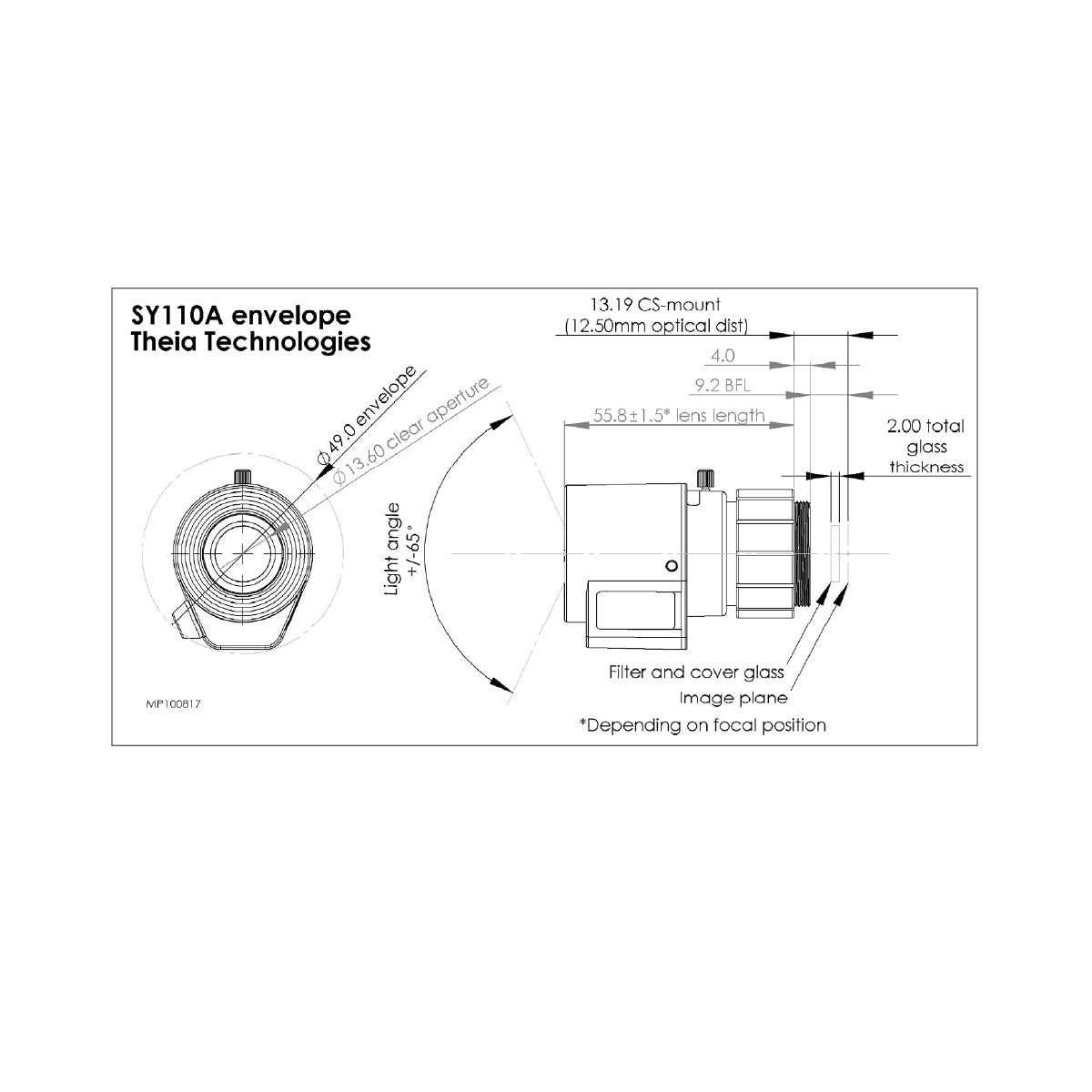 Theia – SY110A 1.7mm, 3MP, 1/2.5in, f/1.8-Close, Day/Night, Ultra-Wide, Low-Distortion Lens, DC Auto Iris, CS Mount