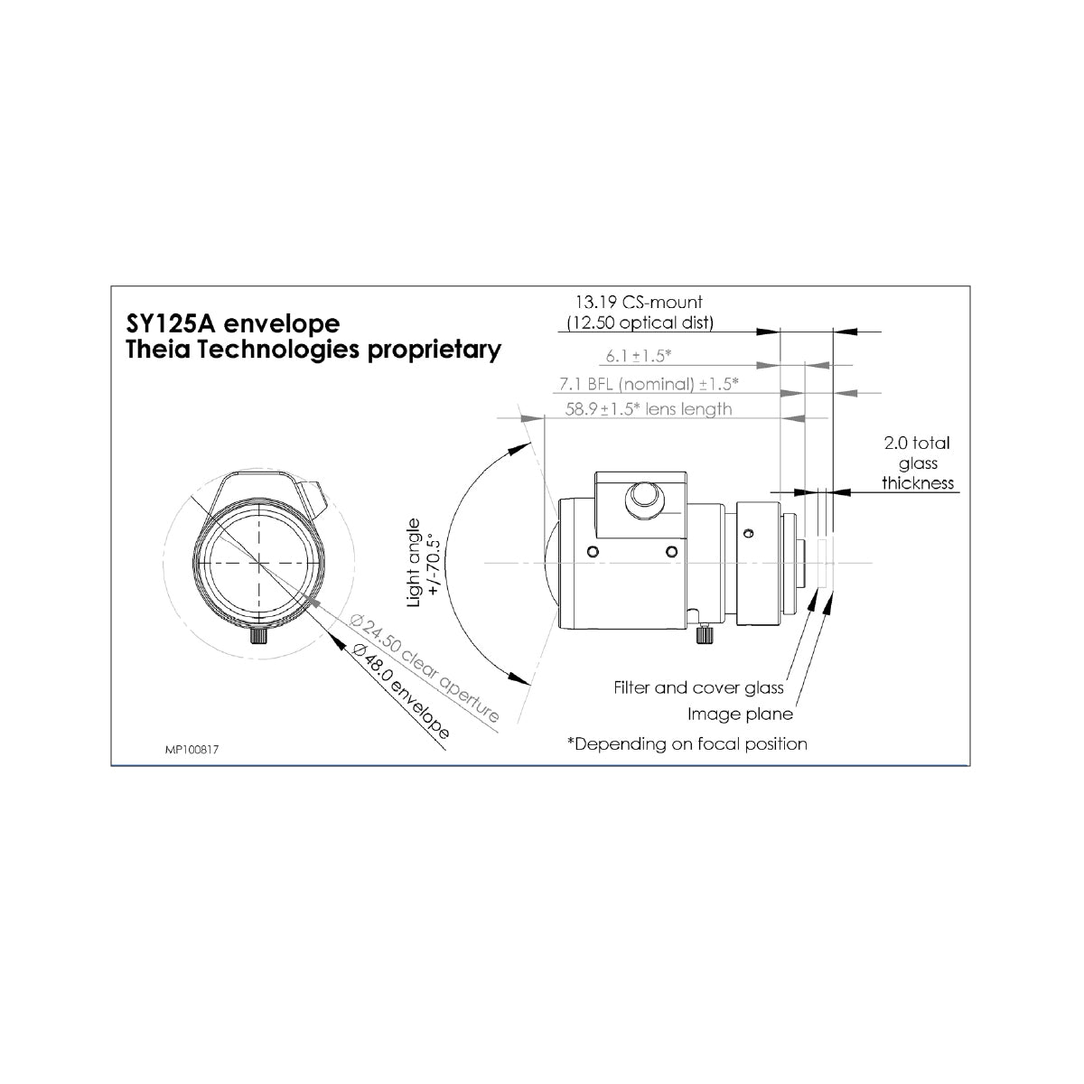 Theia - SY125A 1.3mm, 5MP, 1/2.5in, f/1.8-Close, Ultra-Wide, Low-Distortion Lens, DC Auto-Iris, CS Mount