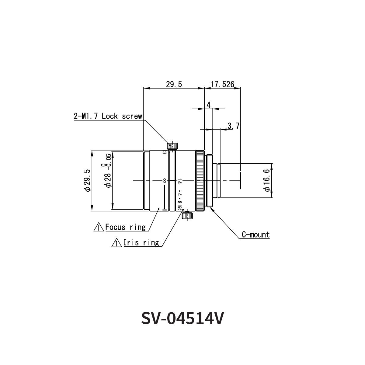 Fixed Focal Lens, 4.5mm, 1/2″, f/1.4-Close, C-Mount, SV-V Series – VS Technology SV-04514V
