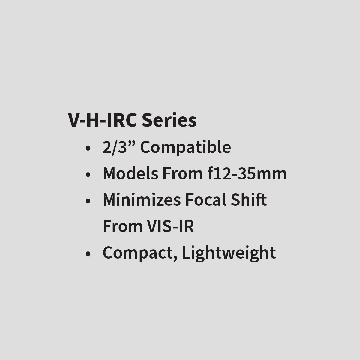 Fixed Focal Lens, 12mm, 8MP, 2/3in, f/2.0, C-Mount, VS-H-IRC Series – VS Technology VS-H1220-IRC