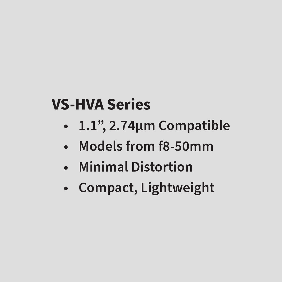 Fixed Focal Lens, 50mm, 12MP, 1.1″, f/2.4, C-Mount, VS-HVA Series – VS Technology VS-HVA5024