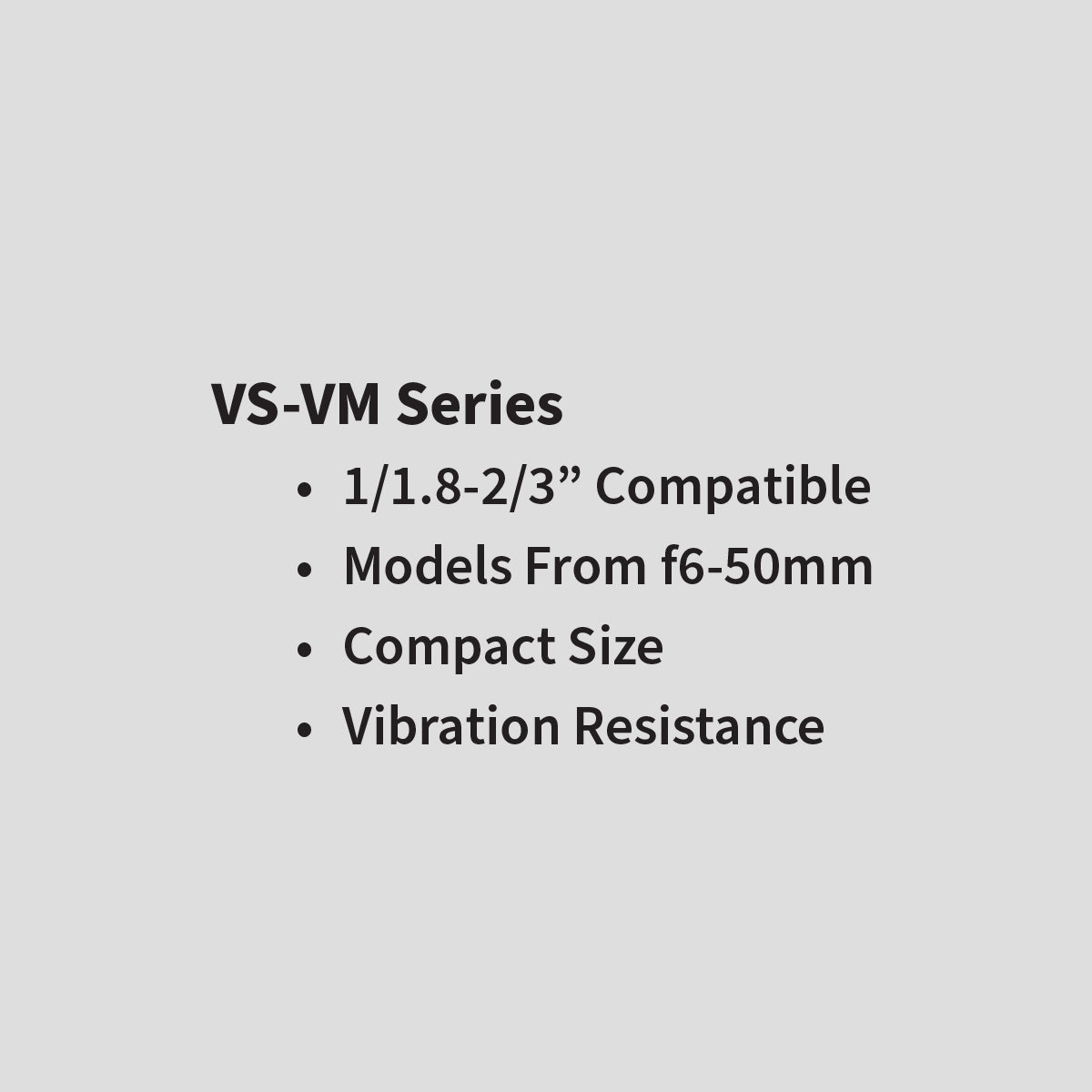 Fixed Focal Lens, 35mm, 2.2MP, 2/3in, f/1.8, C-Mount, VS-VM Series – VS Technology VS-3518VM