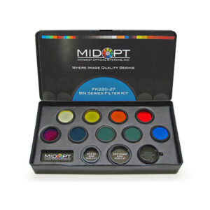 MidOpt FK220 Bandpass Filter Kit: case, 10 optical filters, polarizing film & 2 adapters.